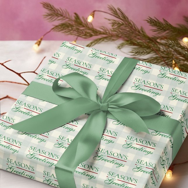 Season's Greetings Gingham Christmas Wrapping Paper (Creator Uploaded)