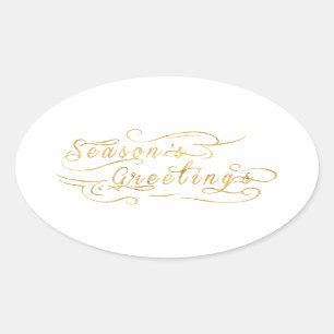 Seasons Greetings (GOLD) Oval Sticker