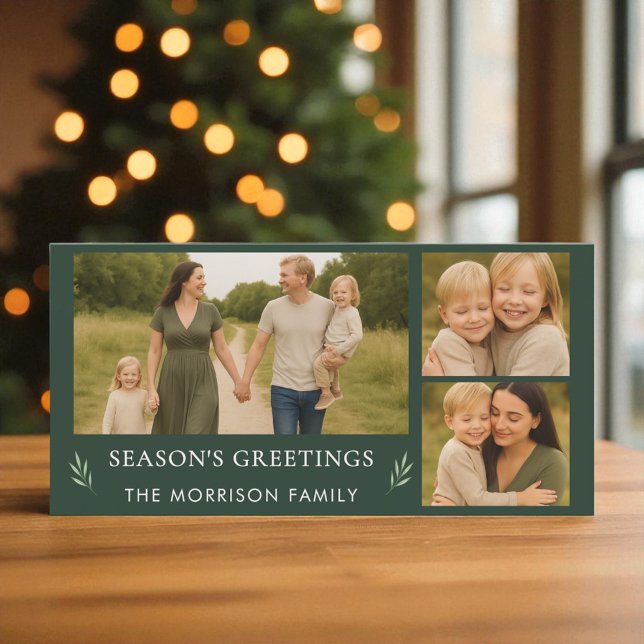 Season's Greetings Green Happy Holidays Photo  Holiday Card (Creator Uploaded)