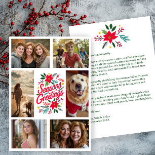 SEASONS GREETINGS Hand-Drawn CUSTOM 6 PHOTO Holiday Card