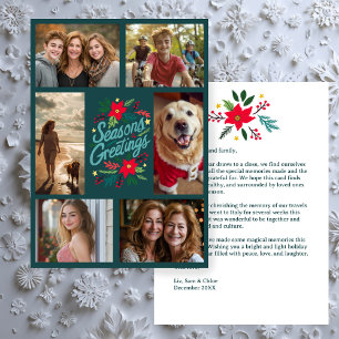 SEASONS GREETINGS Hand-Drawn CUSTOM 6 PHOTO Holiday Card
