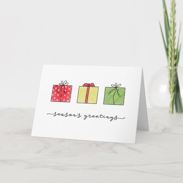 Seasons Greetings Hand Drawn Watercolor Gifts Card (Front)