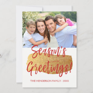 Season's Greetings Hand Lettered Script Photo Card