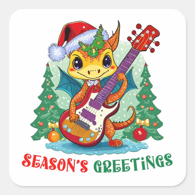 Season's Greetings Happy Dragon Ball Square Sticker (Front)