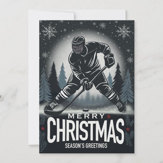 Seasons Greetings Hockey Christmas Card (Front)