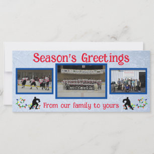 Season's Greetings Hockey Photo Flat Card