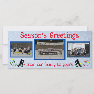 Season's Greetings Hockey Photo Flat Card