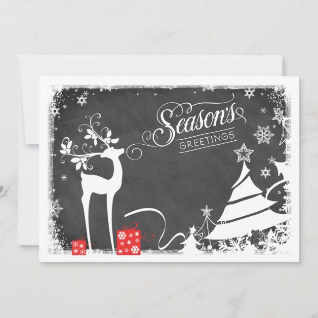 Season's Greetings Holiday Card | Faux Chalkboard (Front)