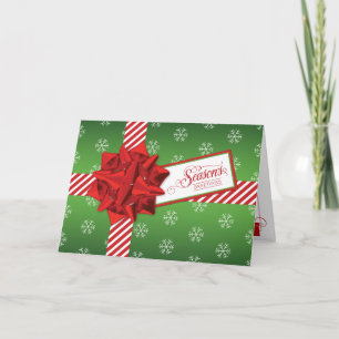 Season's Greetings Holiday Card Faux Gift Box