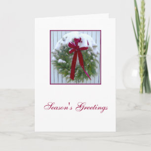 Season's Greetings Holiday Xmas Christmas Wreath Card