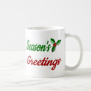 Seasons Greetings Holly Christmas half script  Coffee Mug