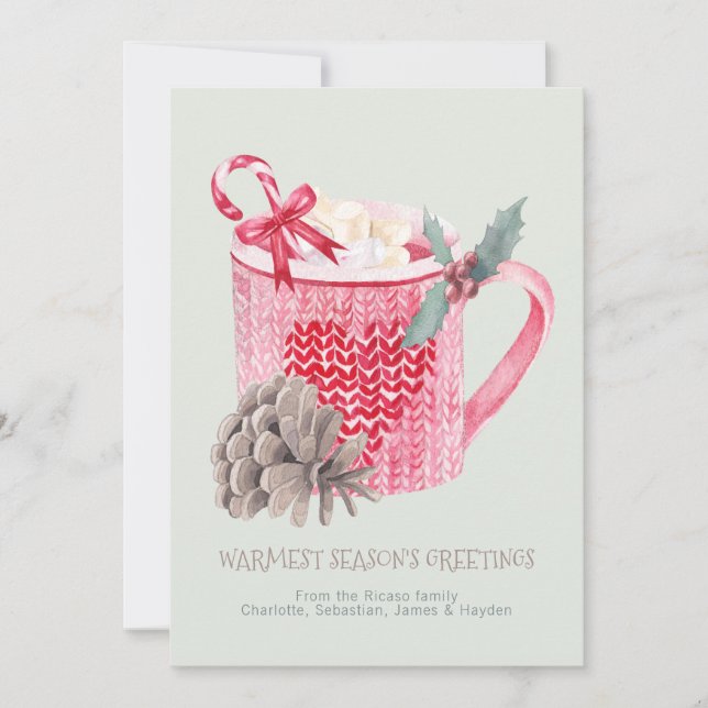Seasons Greetings Hot Chocolate And Marshmallows Holiday Card (Front)