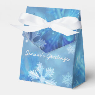 Season's Greetings Ice Blue Snowflakes Favour Box