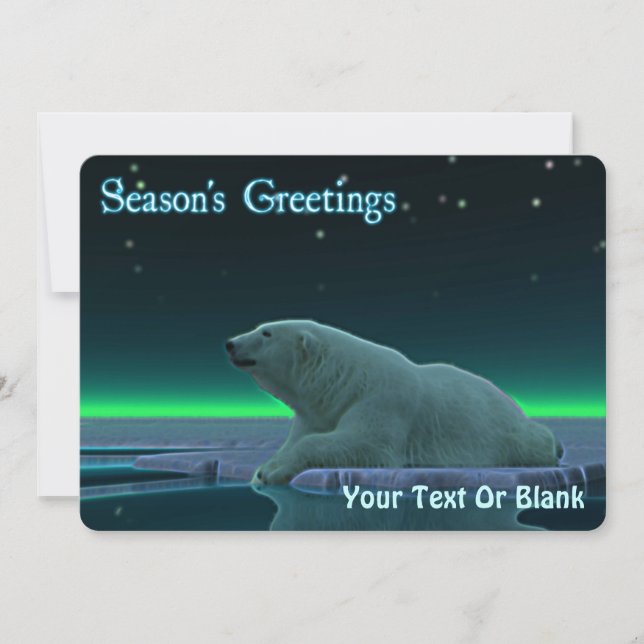 Season's Greetings - Ice Edge Polar Bear Holiday Card (Front)