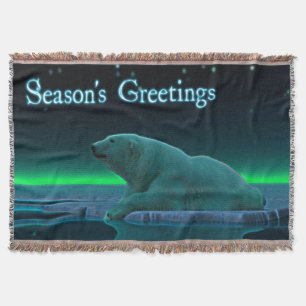 Season's Greetings - Ice Edge Polar Bear Throw Blanket