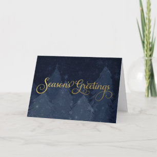 Season's Greetings in Faux Gold Foil with Blue Tre Card