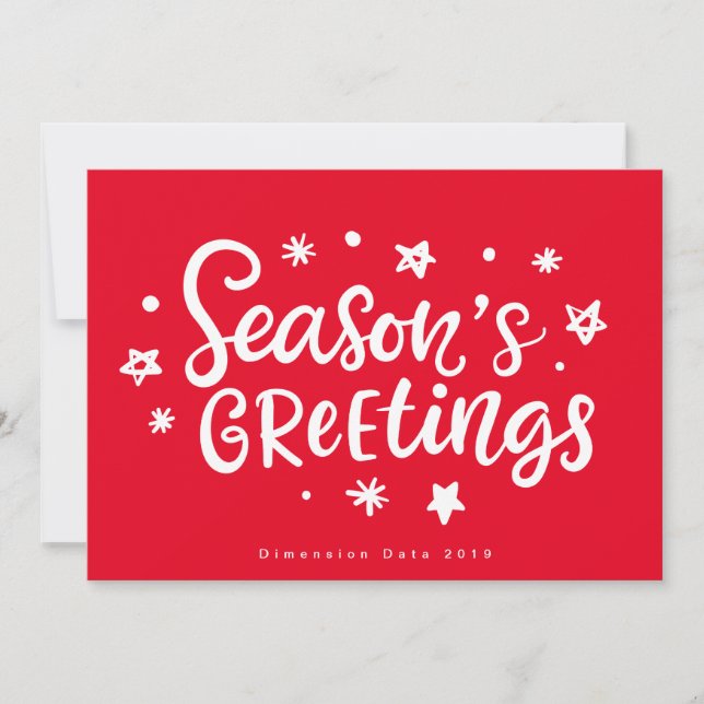 Seasons Greetings in white text Holiday Card (Front)