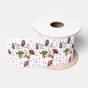 Seasons Greetings, Joy Merry Christmas Tree Ribbon Satin Ribbon