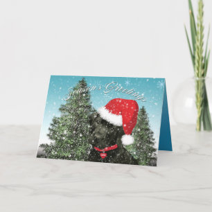 Season's Greetings Labrador Puppy Santa Hat Holiday Card