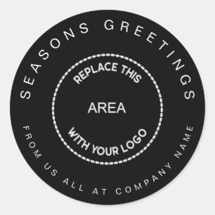 Seasons Greetings Logo Company Black Christmas Classic Round Sticker