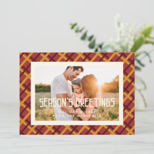 Season's Greetings mid century pattern photo Holiday Card