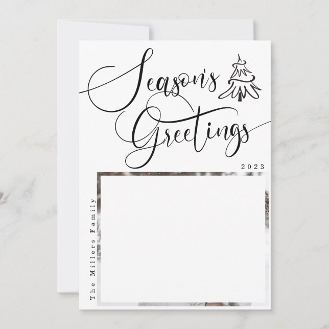 Season's Greetings Modern 2 Photo Holiday card (Front)