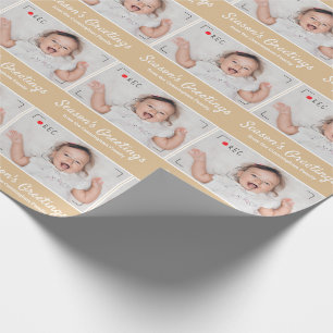 Season's Greetings   Modern Cute Photo Wrapping Paper