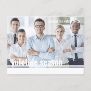 Season's Greetings Modern Geometric Photo Holiday Postcard