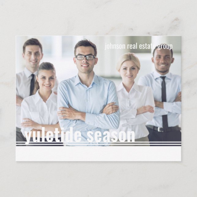 Season's Greetings Modern Geometric Photo Holiday Postcard (Front)