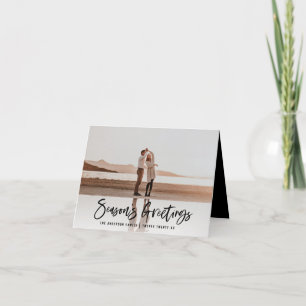 Seasons greetings modern, minimal photo christmas holiday card