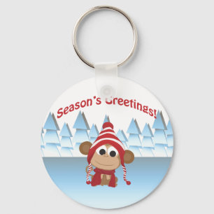 Season's Greetings! Monkey Keychain