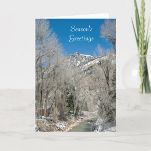 Season's Greetings Mountain Winter Stream Holiday Card