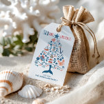 Seasons Greetings Nautical Beach Christmas Gift Tags<br><div class="desc">Celebrate the holidays with coastal charm! These beachy gift tags showcase artwork featuring tropical fish, lighthouses, seashells, whales, starfishes, crabs, sand dollars, sailboats, seahorses, and a captain’s wheel—arranged into a whimsical Christmas tree. The festive “SEAson’s Greetings” message is set in a stylish nautical font. Printed on thick, eggshell‑textured matte paper...</div>