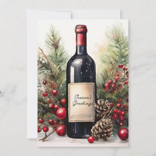 Season's greetings on a wine bottle 1 invitation