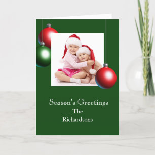 Season's Greetings on Evergreen Holiday Card