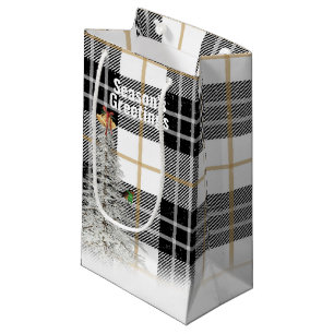 Season's Greetings on Scottish tartan plaid Small Gift Bag