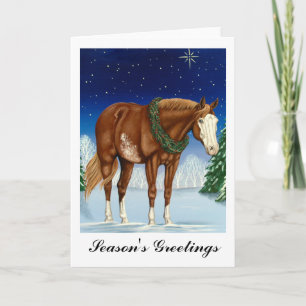 Season's Greetings Overo Paint Horse Holiday Card
