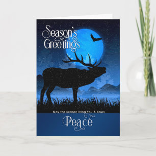 Season's Greetings Peace Woodland Moose Holiday Card