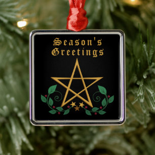 Season's Greetings Pentacle Metal Ornament