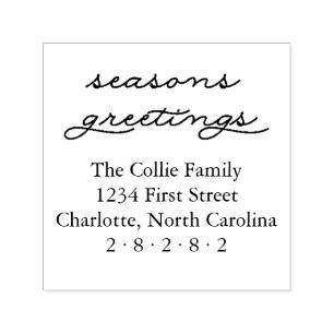 Seasons Greetings Personalized Holiday Address Self-inking Stamp