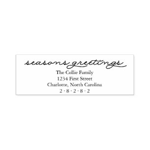 Seasons Greetings Personalized Holiday Self-inking Stamp