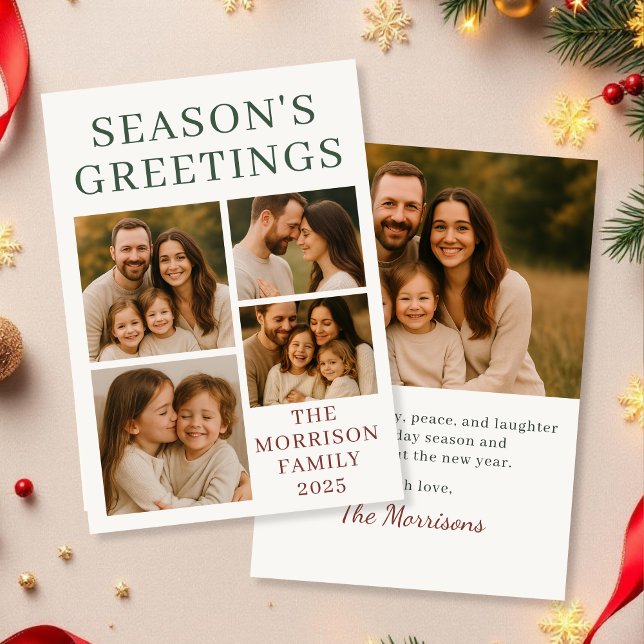 Season's Greetings Photo Elegant Holiday Card (Creator Uploaded)