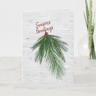 Season's Greetings Pine On Birch Holiday Card