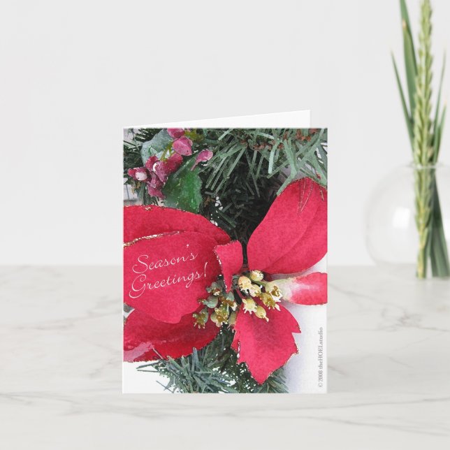 Season's Greetings Poinsettia Card (Front)