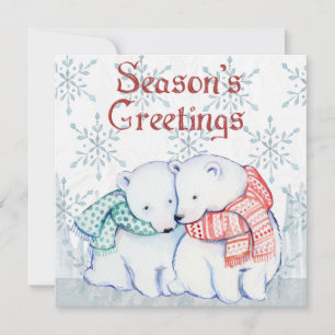 Season's Greetings Polar Bear card. Card