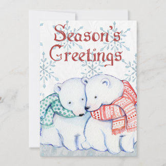 Season's Greetings Polar Bear Christmas Card