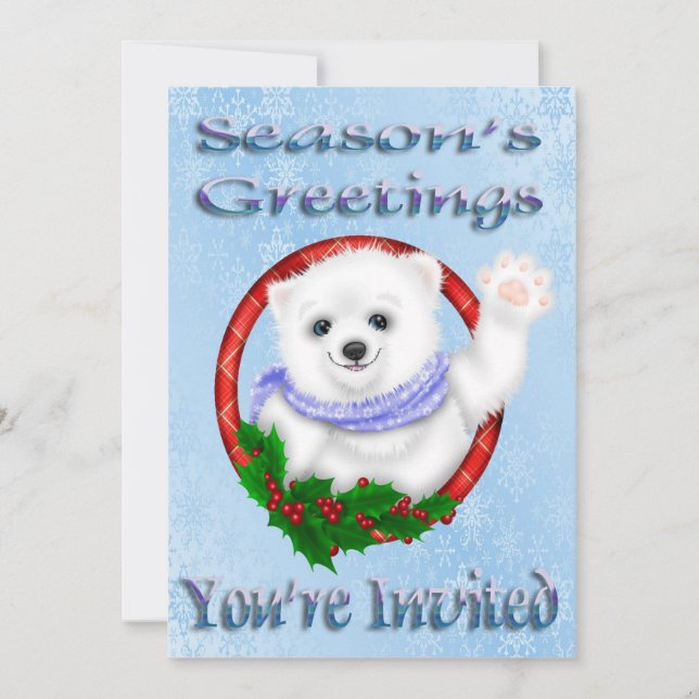 Season's Greetings Polar Bear Invitations (Front)