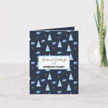 Season's  greetings polar bears pattern dark blue