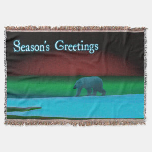 Season's Greetings - Polar Lights Polar Bear Throw Blanket