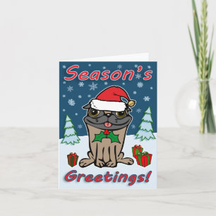 Season's Greetings Pug #2 Holiday Card